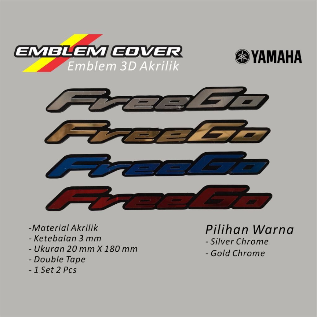 Emblem Yamaha FreeGo Timbul Logo Motor 3D Akrilik Variasi / Emblem Freego Timbul