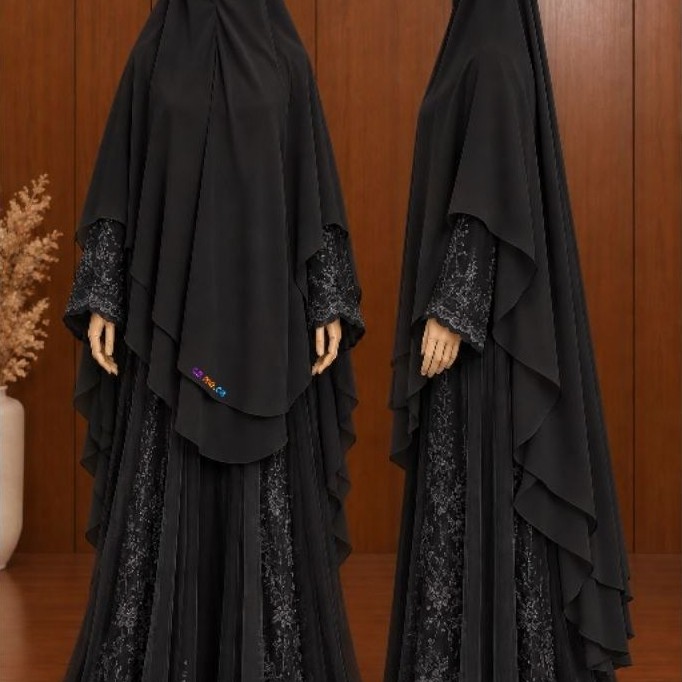Afiyah Khiban Cameca | Khimar Ceruty Premium Aafiya Inspired | Ringan Flowy Sisesa inspired