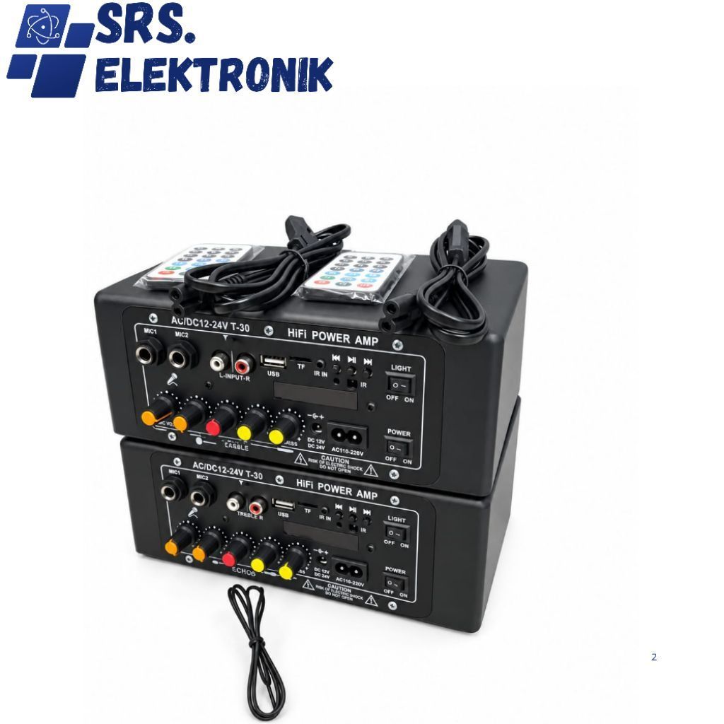 Power amplifier miniatur jadi AC/DC12-24 volt  bluetooth D-30,Plus remot dan Kabel POWER