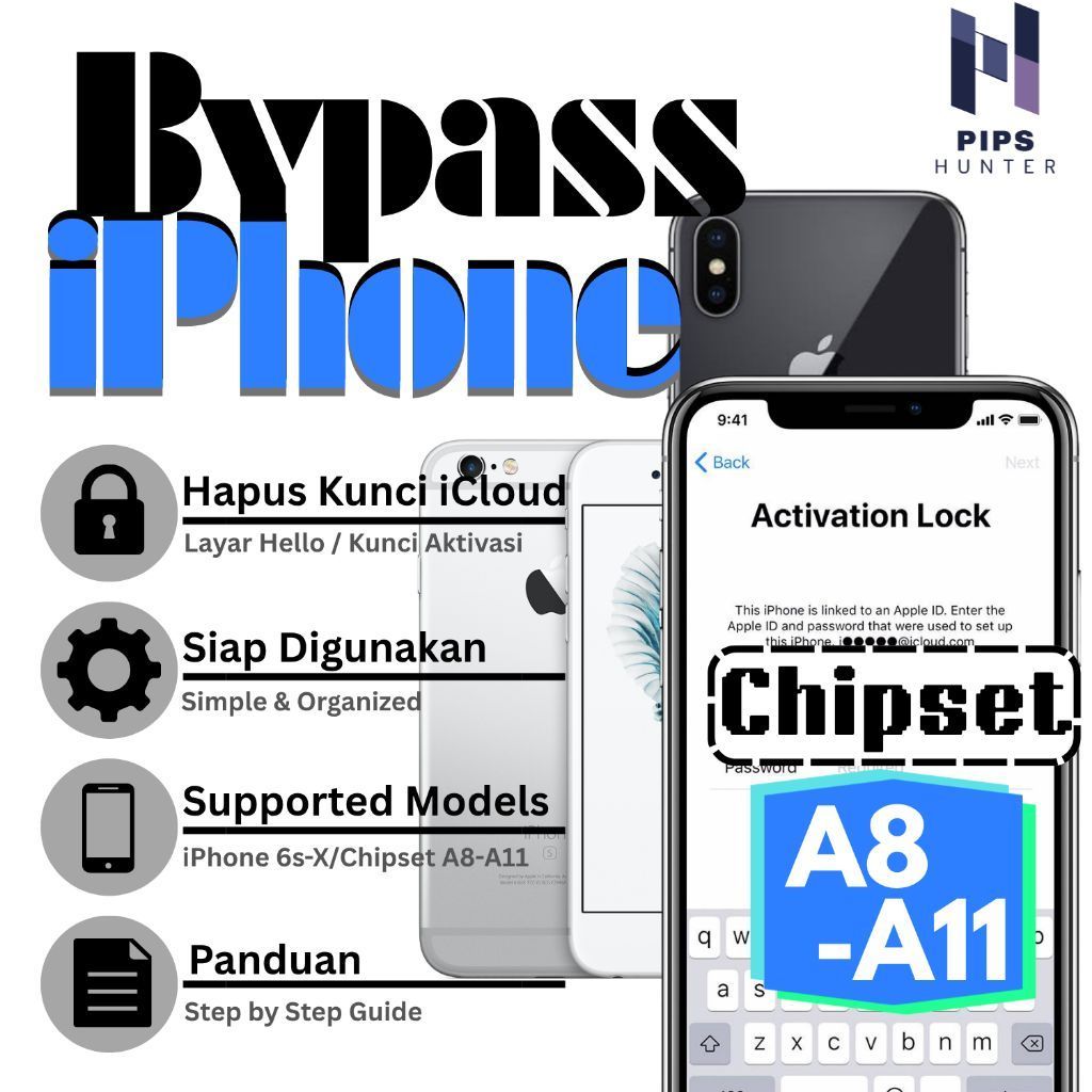Bypass iPhone PIPS Hunter Chipset A8-A11 Hapus Kunci iCloud untuk iPhone 6 Sampe iPhone X