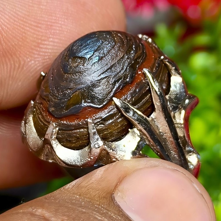 cincin batu akik puser bumi badar besi lengket magnet timbul