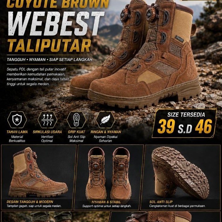 SEPATU PDL TALIPUTAR COYOTE BROWN WEBEST