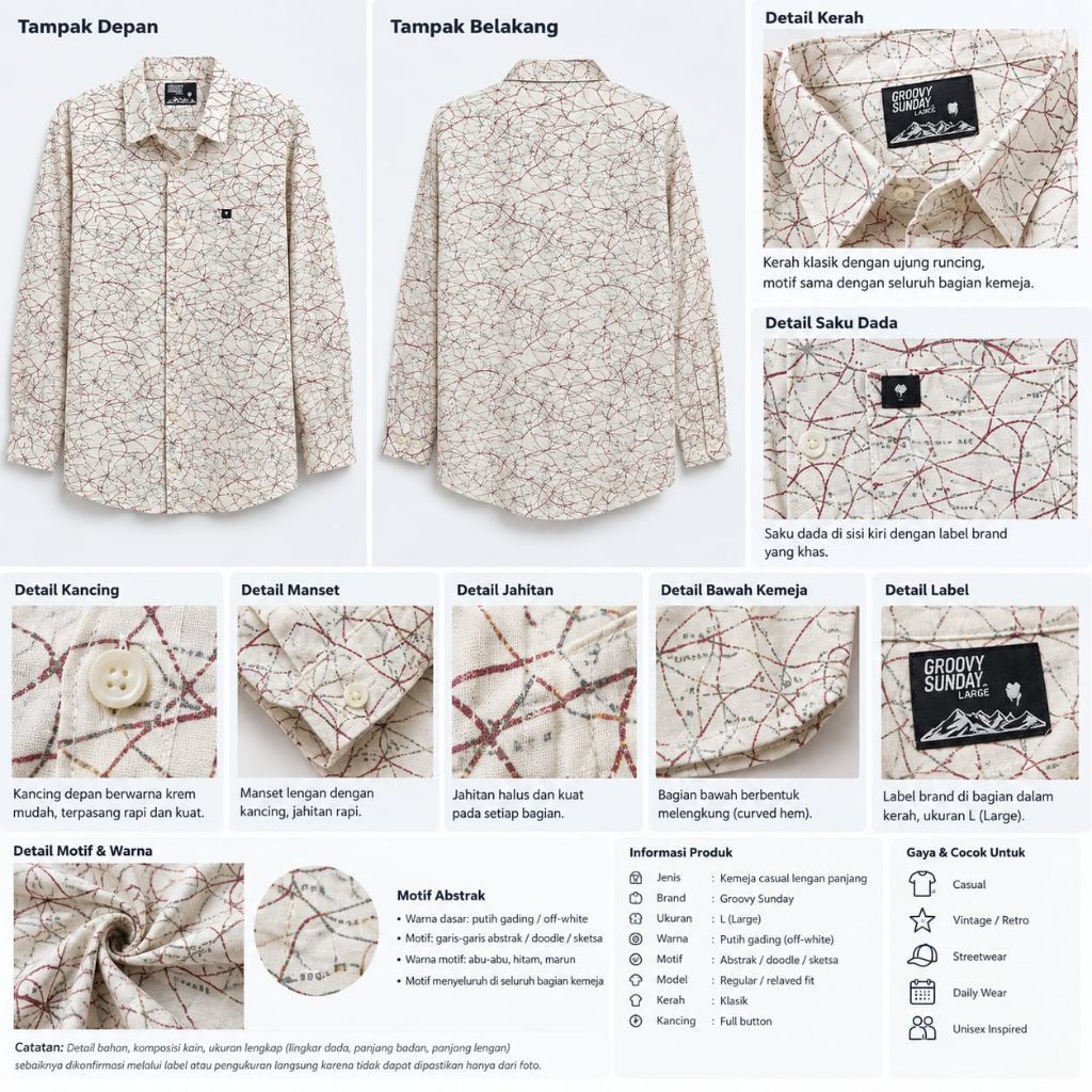 Kemeja Panjang Groovy Sunday Premium M-XL
