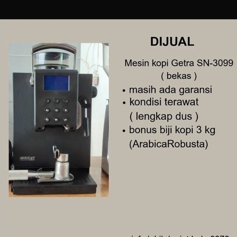 Getra Mesin kopi Semi auto Getra SN-3099 Bekas