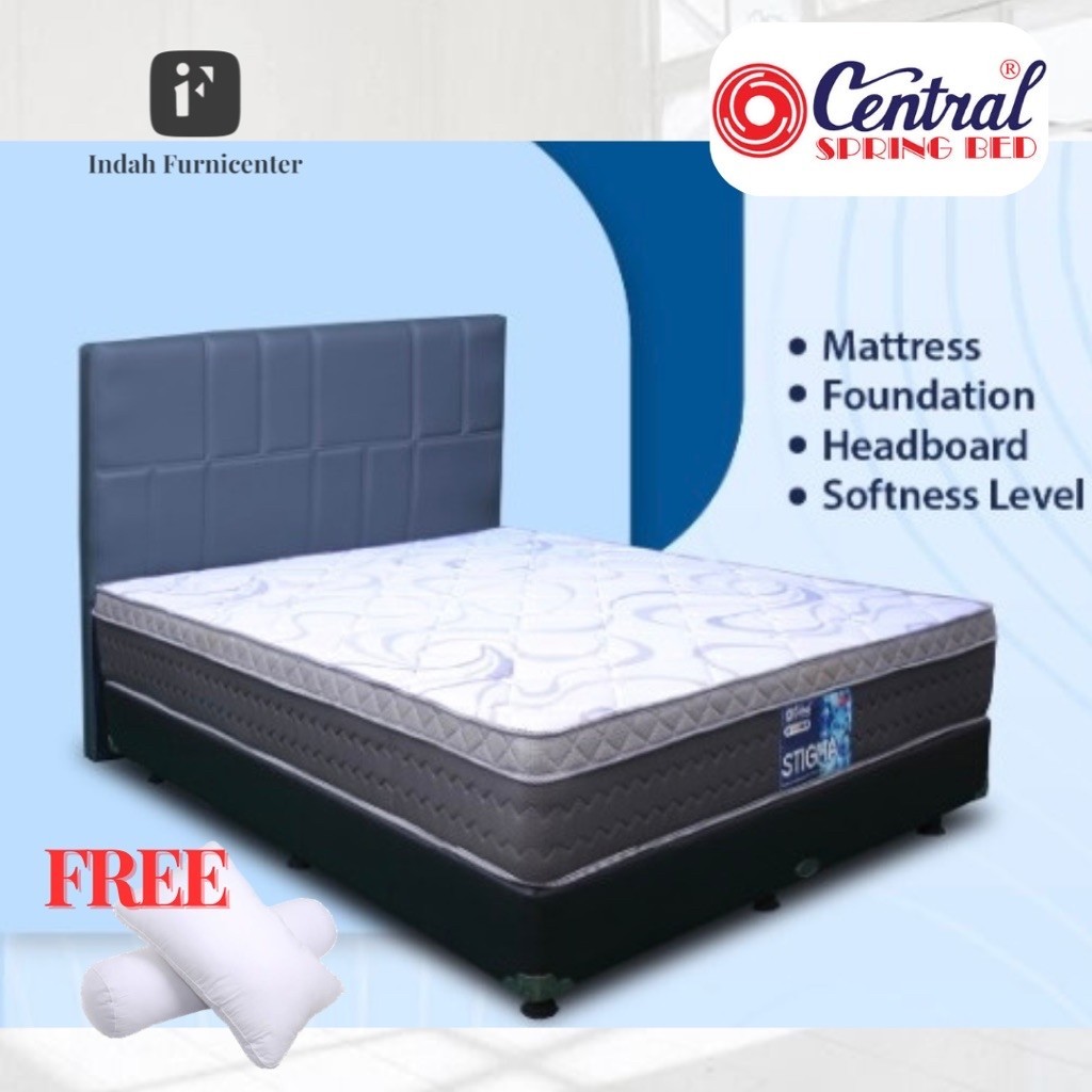 kasur spring bed central plushtop stigma abu 90 120 160 180 x 200 plush top tempat tidur bonnel spri