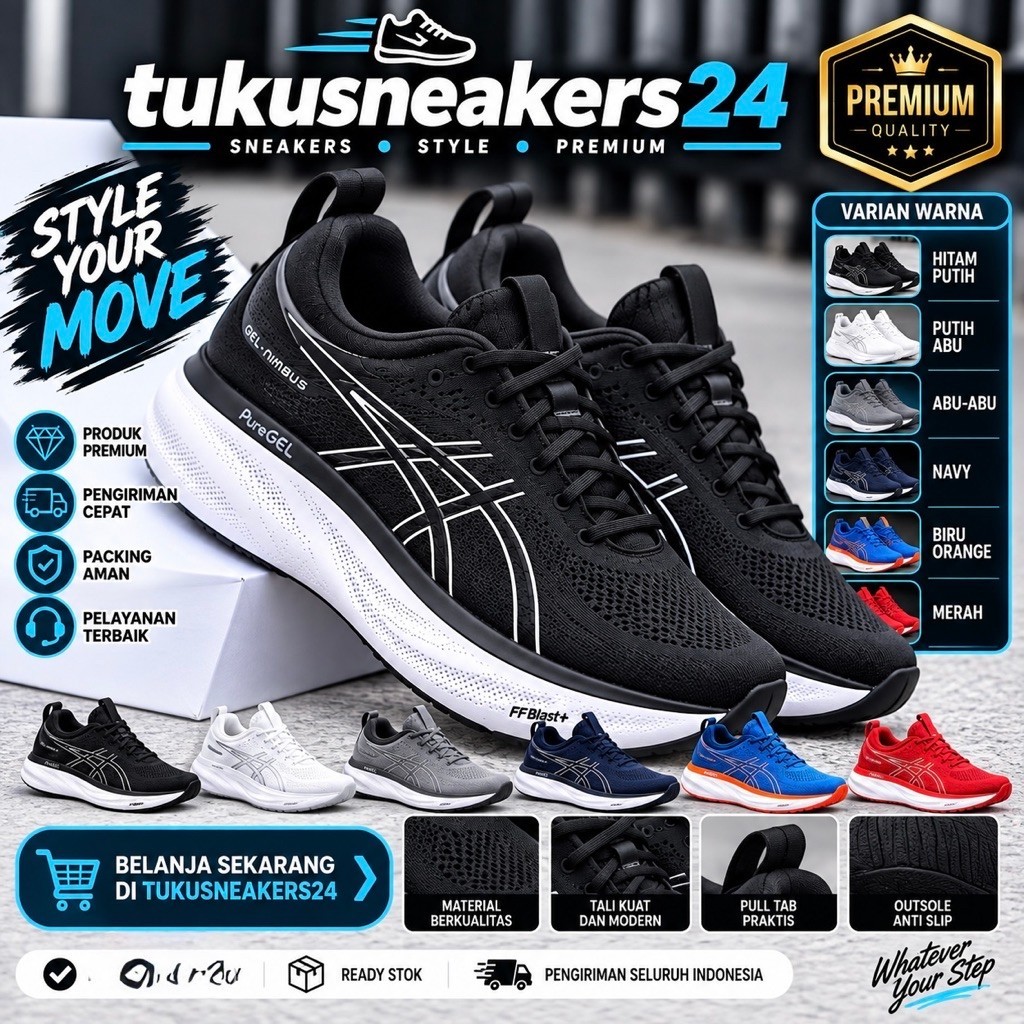 Sepatu Running Gel Nimbus 25 Blue Black
