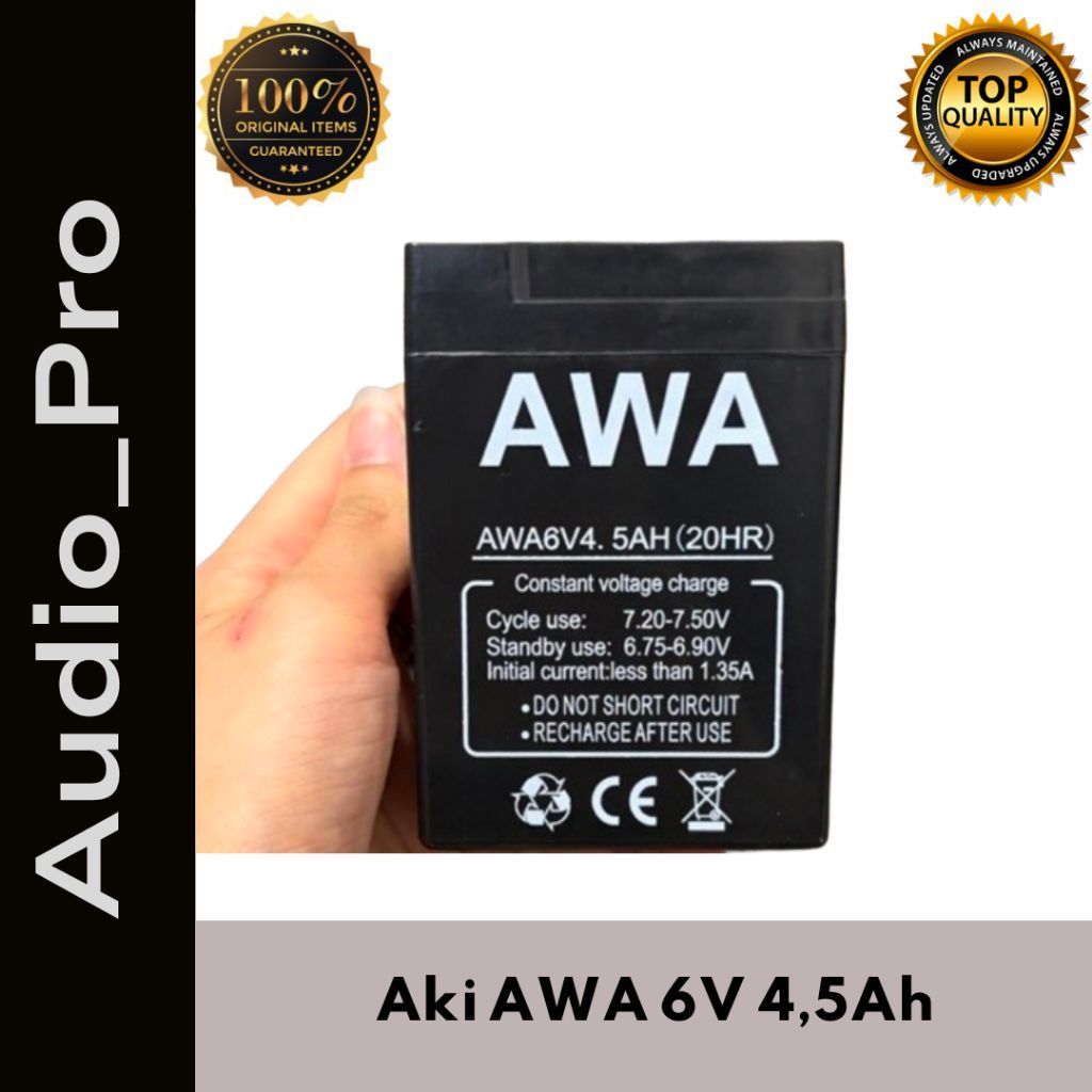 Battery Aki 6V 4.5Ah Aki AWA 6V 4.5Ah Batre Aki 6Volt 4,5Ah