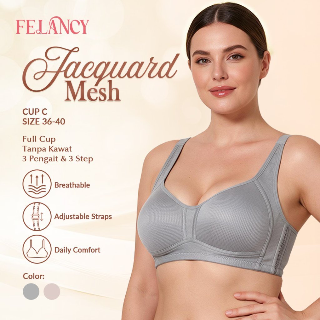 Felancy Bra Jacquard Mesh Full Cup Wireless - 071-2077C Cup C