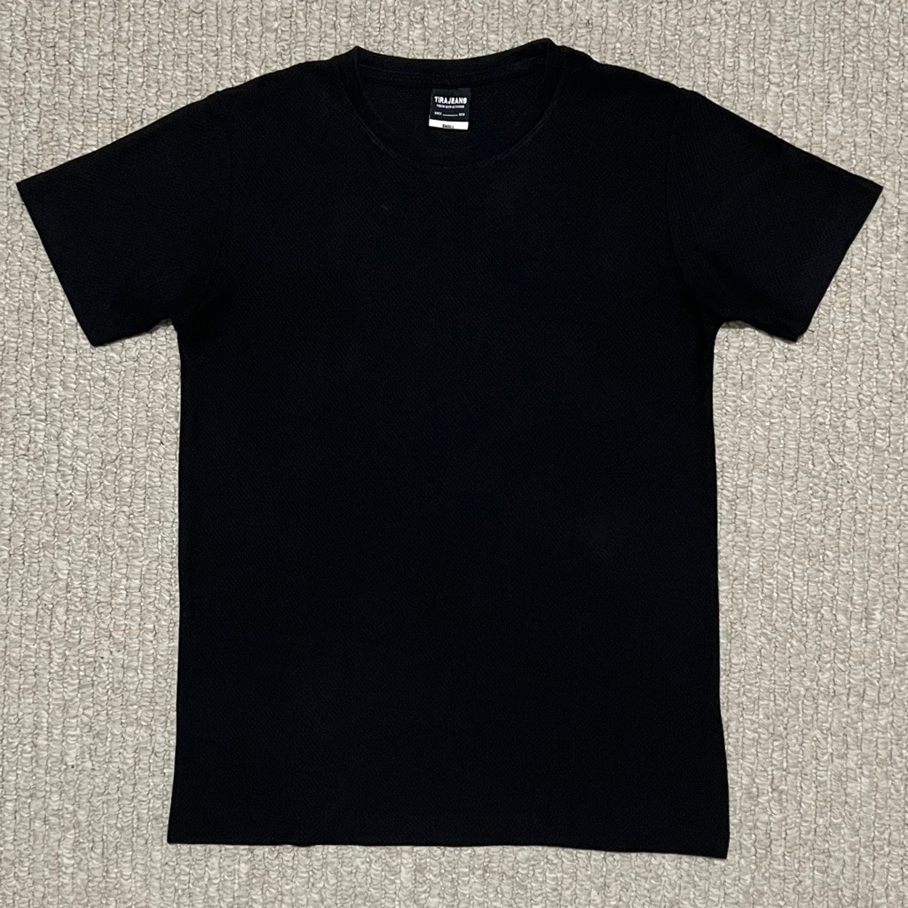 Tira Jeans T-Shirt, Kaos Waffle Texture Black