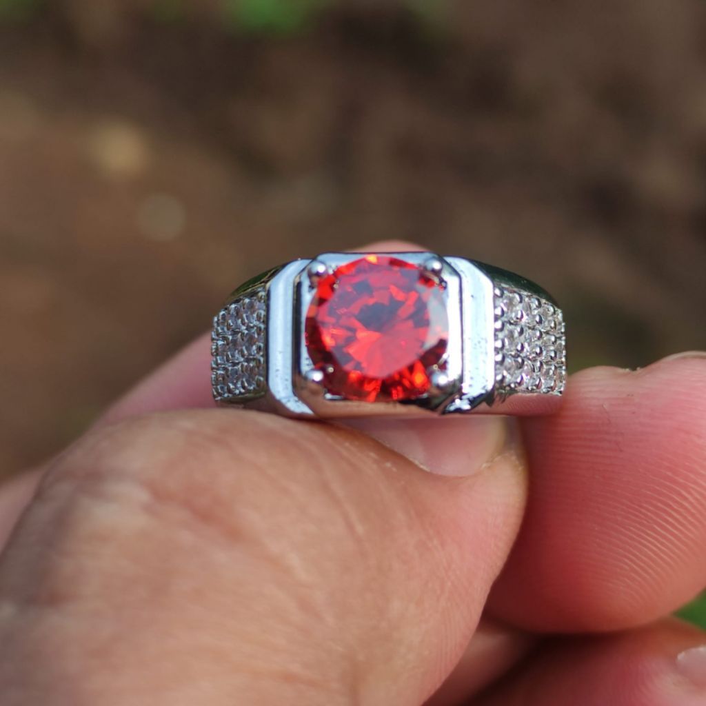 Cincin batu akik Red paparaca ring titanium super