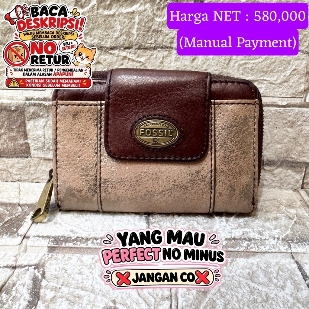 035# NET-Preloved Fossil Explorer Medium Wallet Rustic Dompet
