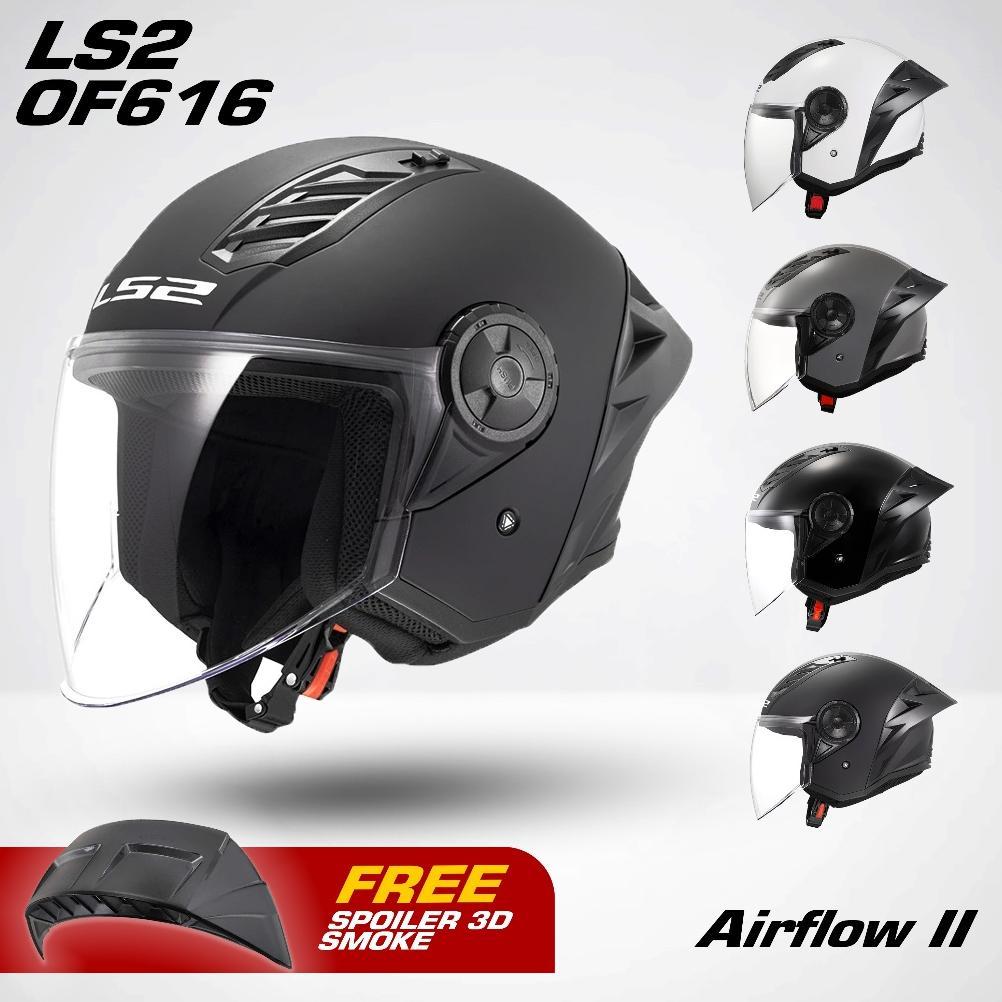 LS2 Helm OF616 Airflow II Half Face Single Visor + Spoiler