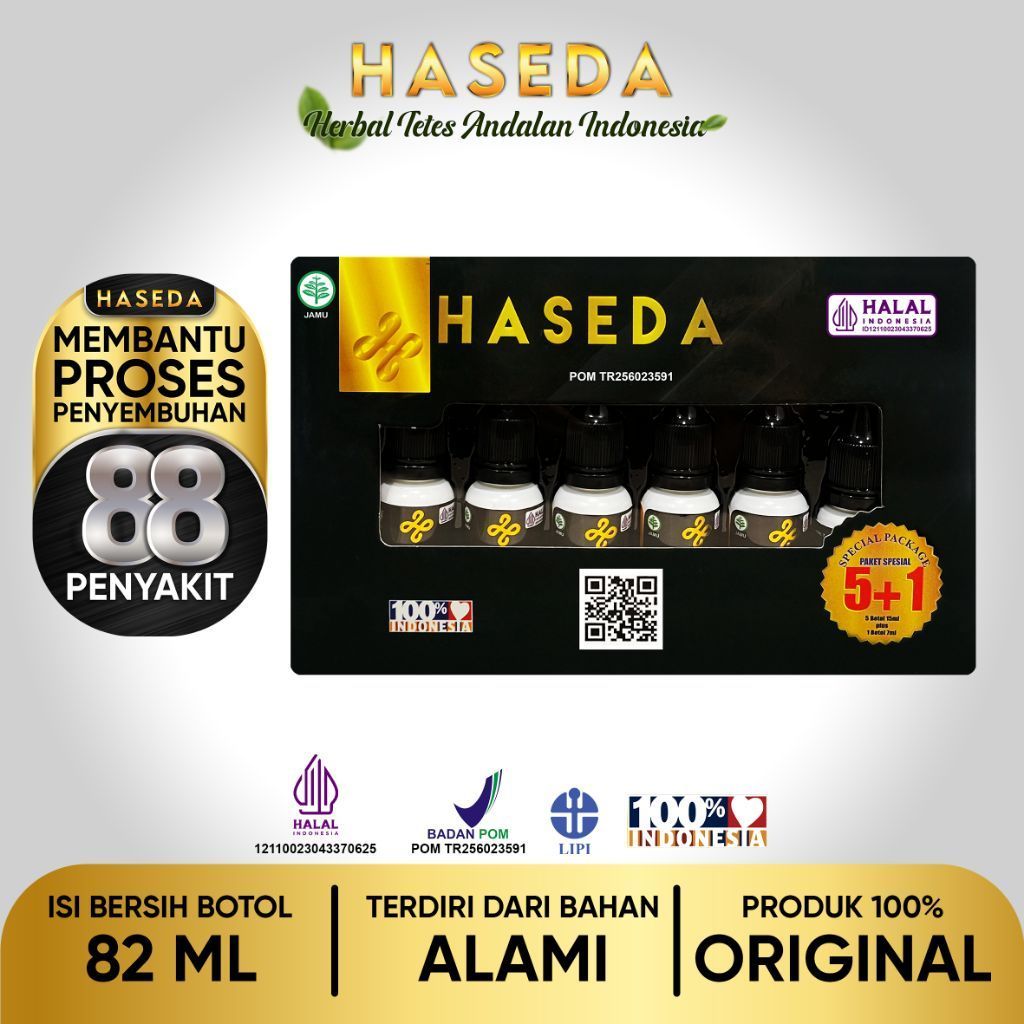 HASEDA - KEMASAN FAMILY (5 BOTOL + 1 BOTOL ISI 7ML) / HASEDA HERBAL ORIGINAL