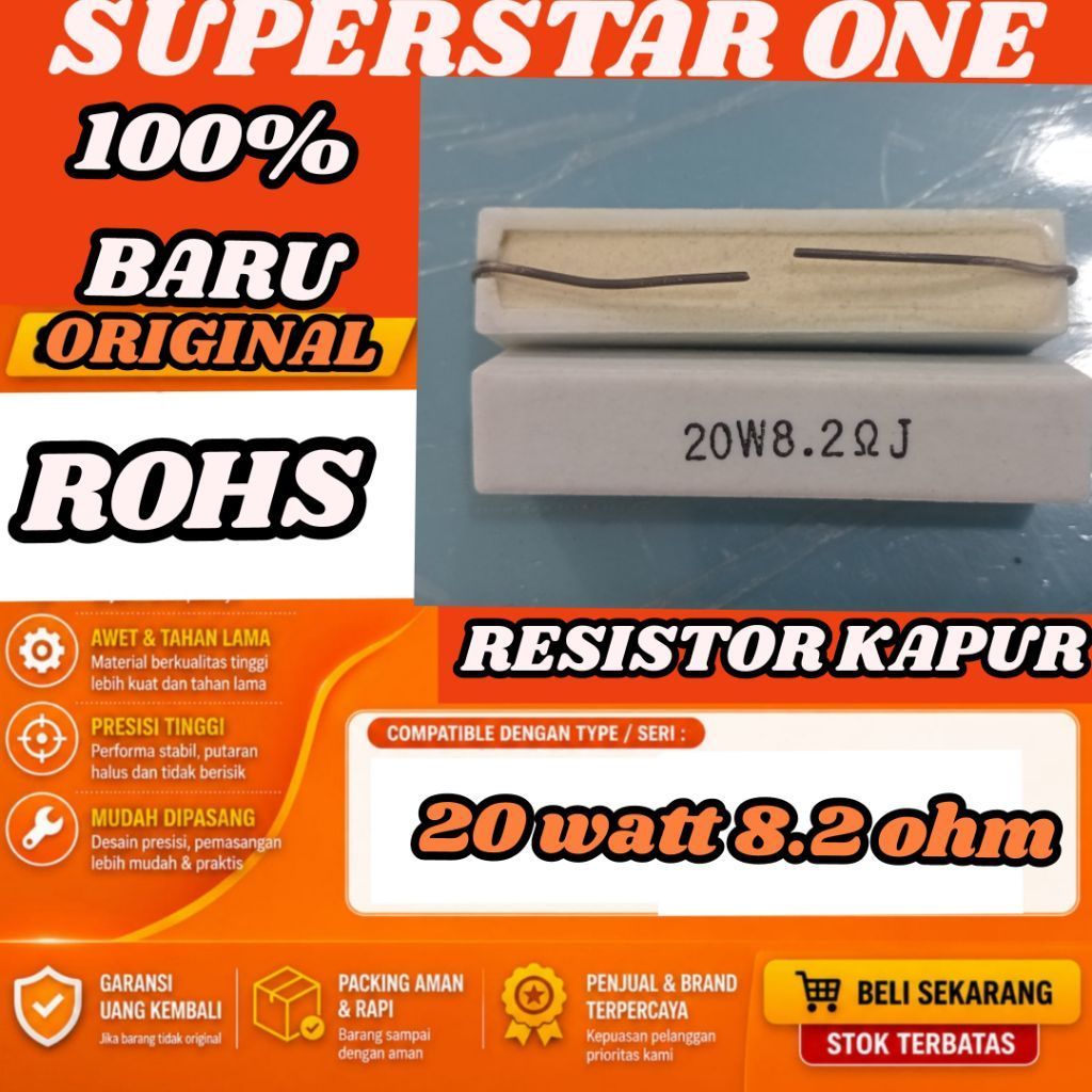 kapasitor 20W8.2ohm/resistor kapur 20 W 8,2 ohm/20W8.2ohm