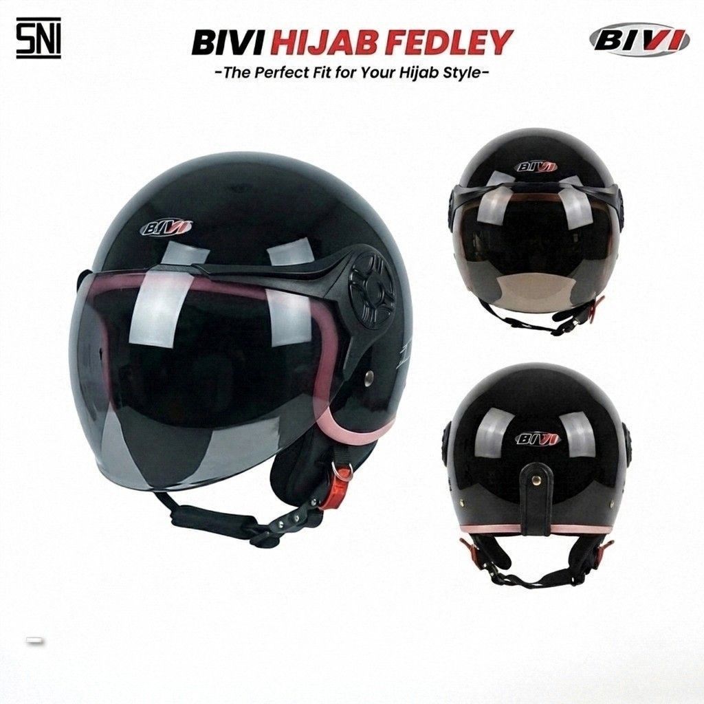 Helm Retro Bogo Classic Hijab-Hlem Half Face Kaca Smoke Dewasa SNI