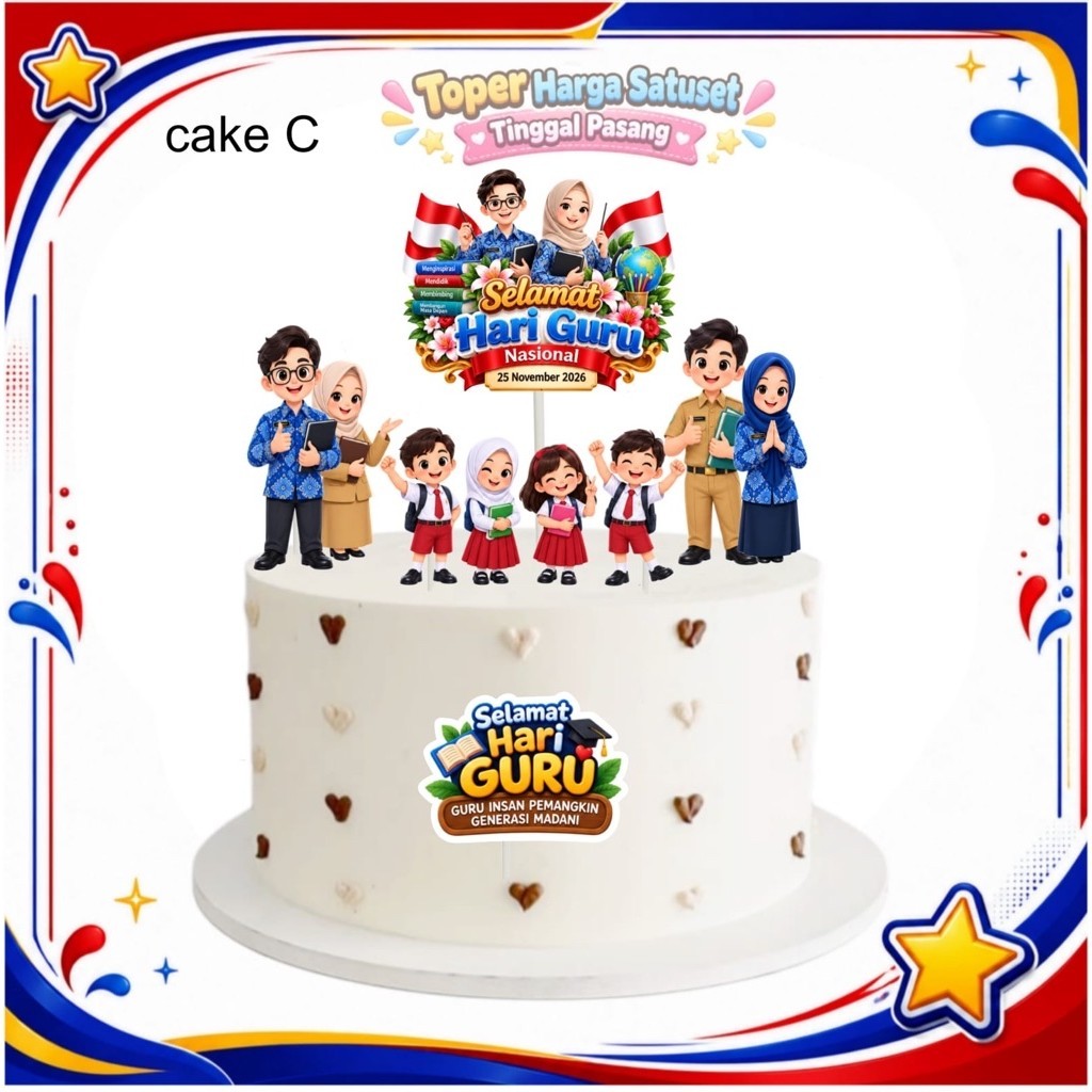 Topper Selamat Hari Guru,Topper cake,Hiasan kue