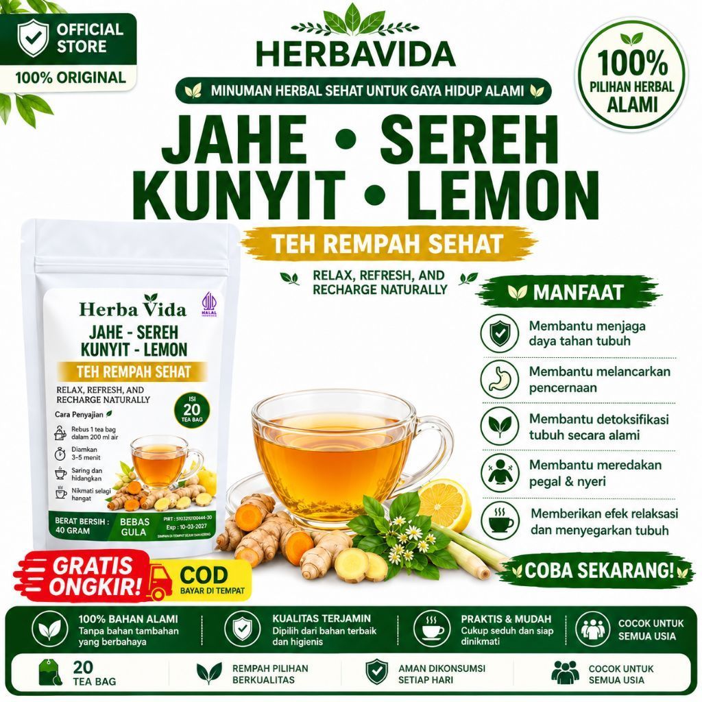 TEH HERBAL JAHE-SEREH-KUNYIT+LEMON
