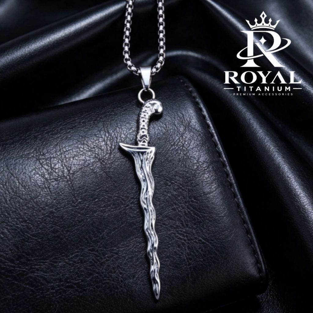 Kalung Pria Liontin Keris Titanium Anti Karat Perak Fashion Pria Keren Terbaru
