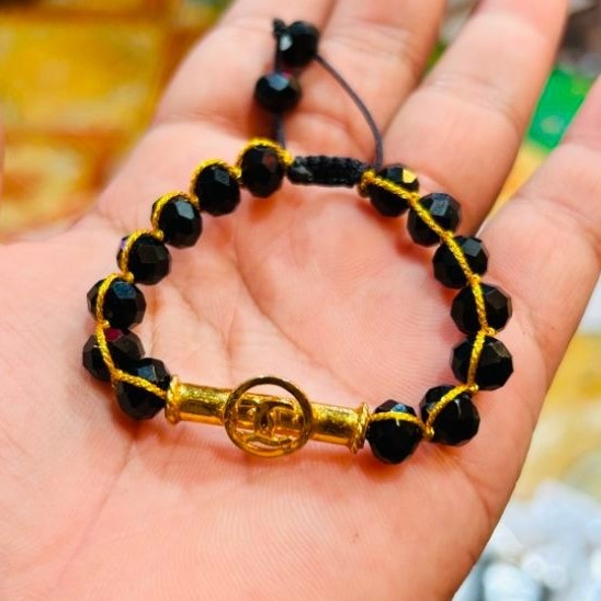 gelang manik mandor lapisan kristal benang emas