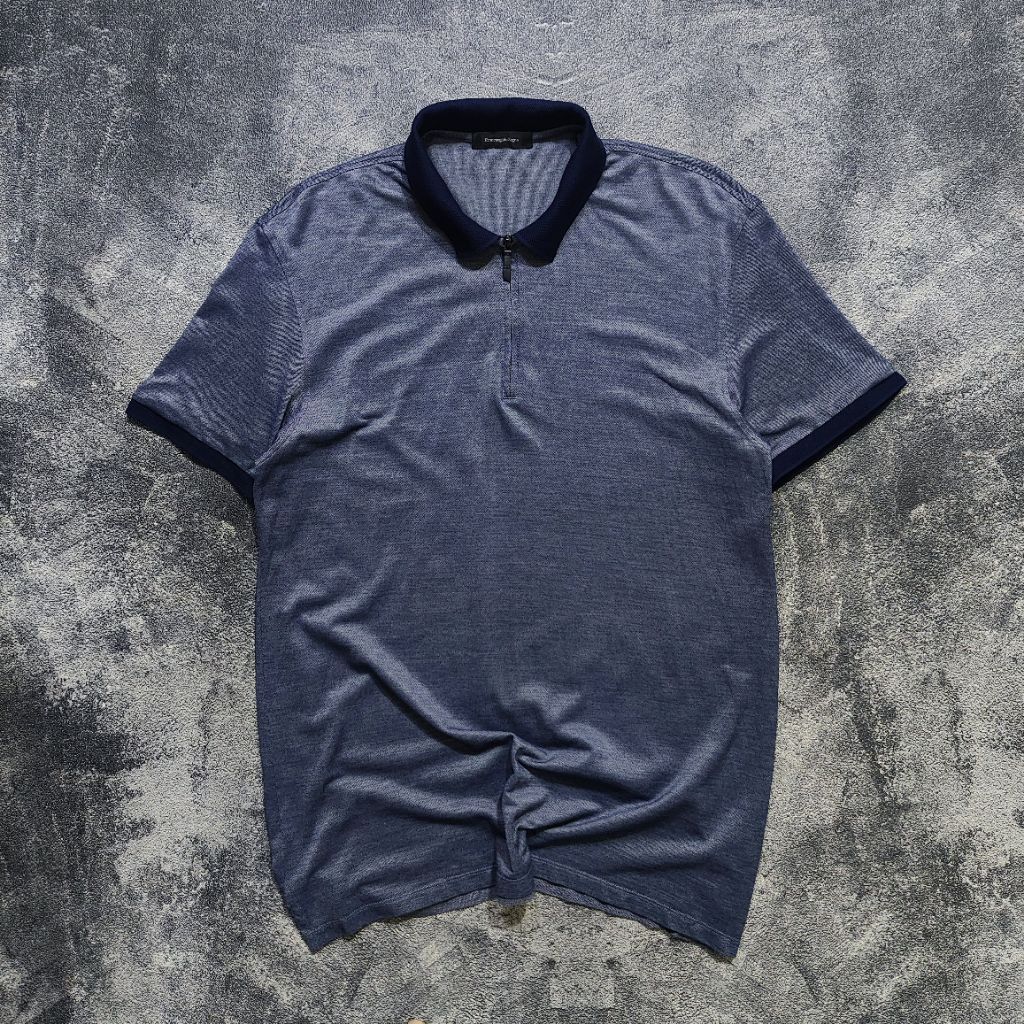 (L-XL) Zegna Quarter Zipper Polo Shirt