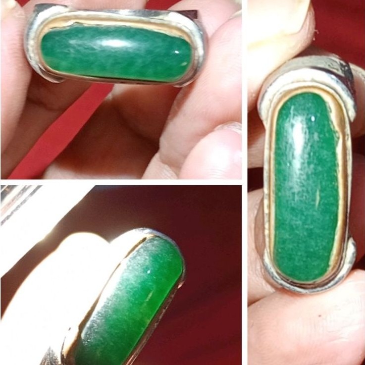 Cincin batu jade giok grade A natural list ring batunya gold