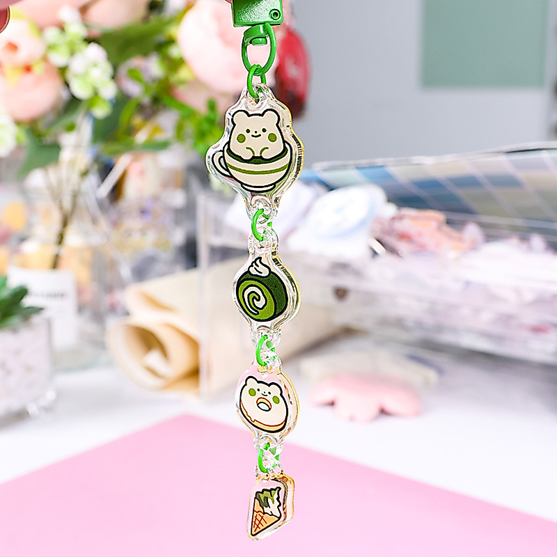 Keychain Clear Glitter Holographic Acrylic Phone Keychain Cartoon Anime Charms Personalized