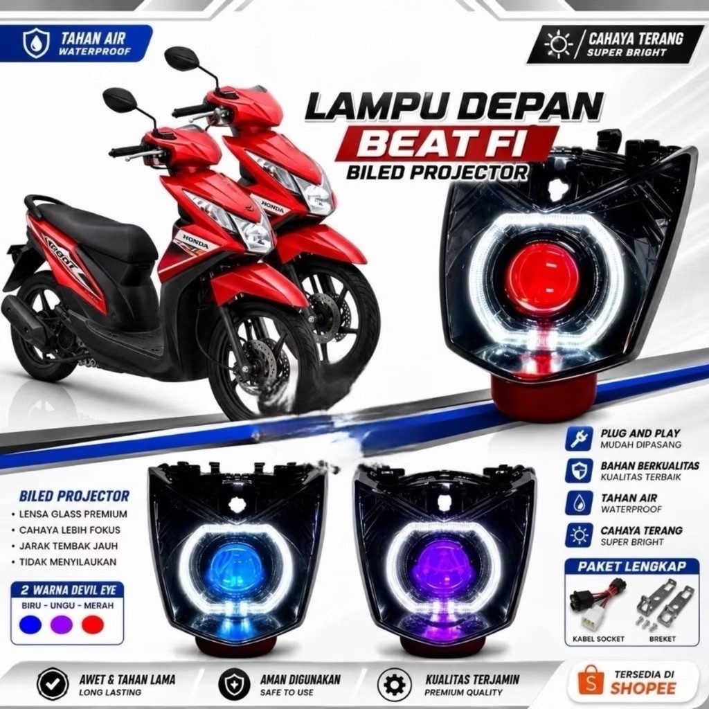 Reflektor lampu depan biled beat fi 2012-2015 biled beat f1