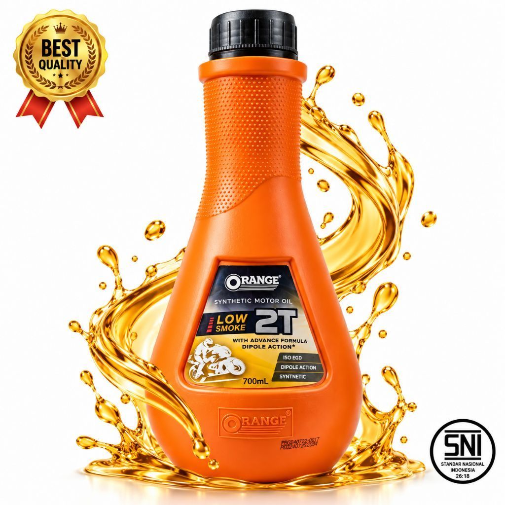 Oli Samping Orange 700ml Full Synthetic - Qrange Oil 2T Low Smoke Wangi Permen Karet