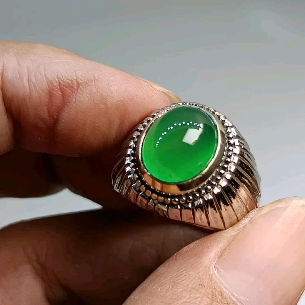 Cincin Batu Asli Bacan Doko Crystal Ring Alpaka Super Dim=12×10×6 MM Size Jari 6-11
