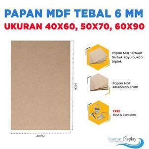 Pilihan - Papan Mdf Wall Board Lembaran Kayu Hiasan Dinding Mdf Cokelat Polos Halus 40X60 50X70 60X9