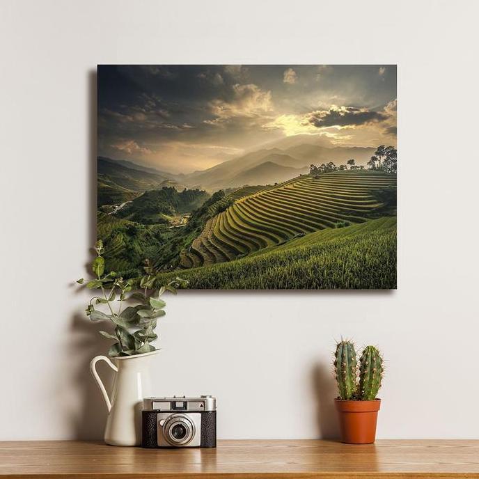 ] Poster Beautiful Sawah Terasiring - Dekorasi Hiasan Dinding Kayu