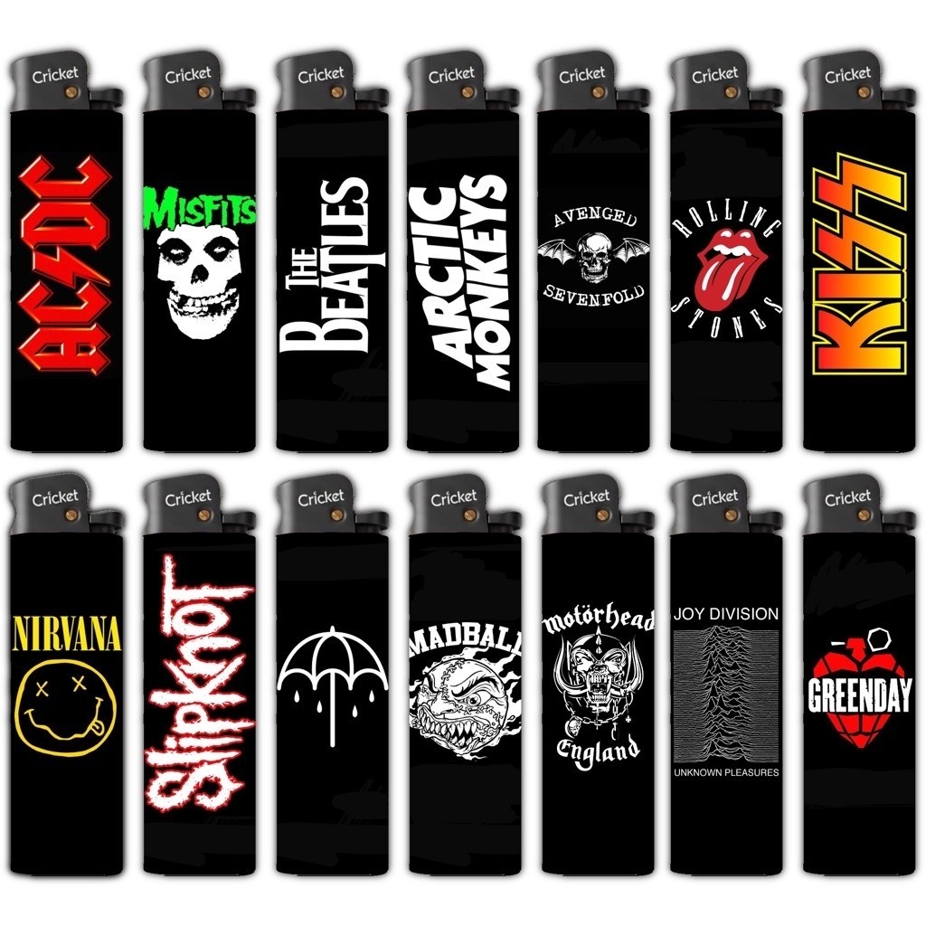 Korek Api Cricket Band Rock Metal (Nirvana, Slipknot, BMTH, Misfits, Greenday)