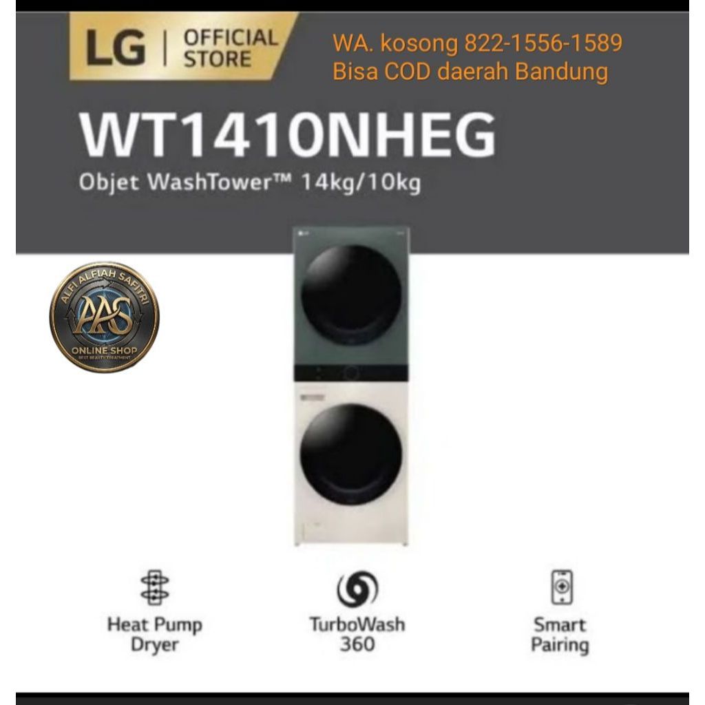 LG WT1410NHEG MESIN CUCI OBJET WASH TOWER 14/10 KG FRONT LOADING