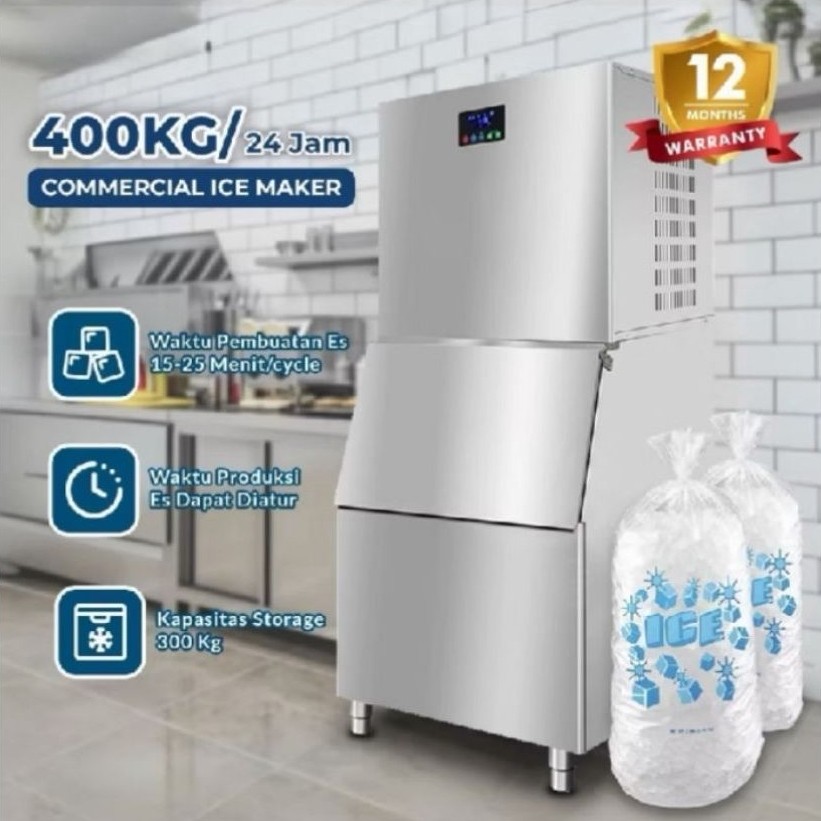 Mesin Es Batu Commercial Cube Ice Maker 400KG/24Jam Mesin Pembuat Es Batu KomersialMesin Es Batu Com