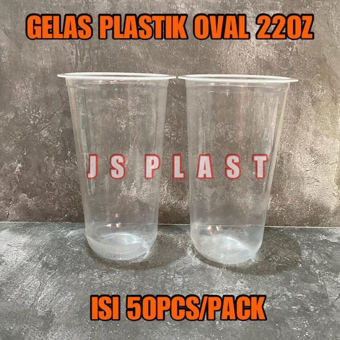 Pestabanget- (Isi 50Pcs) Gelas Oval 22Oz - U Cup 22Oz Bahan Pp - Gelas Plastik Oval 22Oz