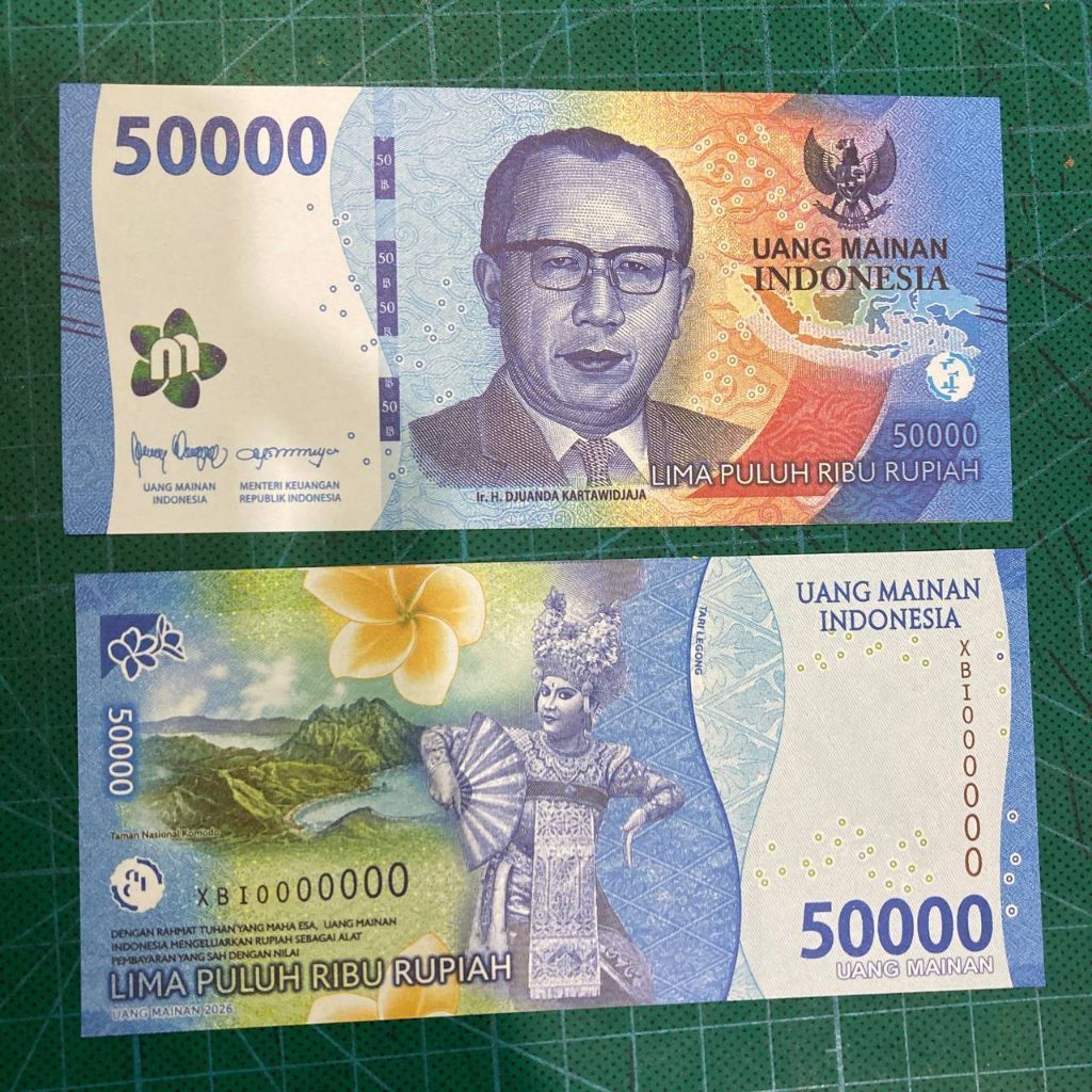 100 Lembar Uang Mainan Untuk Buket Bouquet Monopoli Alat Peraga Belajar Mata Uang Kertas Cetakan Ter