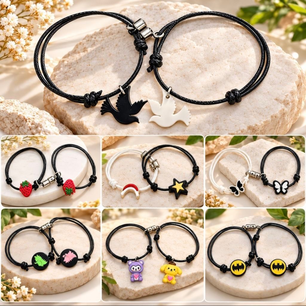 12 pcs gelang couple karet gelang magnet 6 pasangan solmet