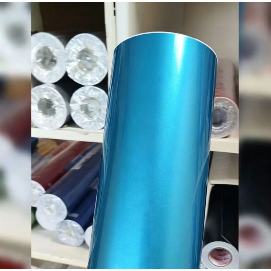 biru muda metalik candy stiker biru candy