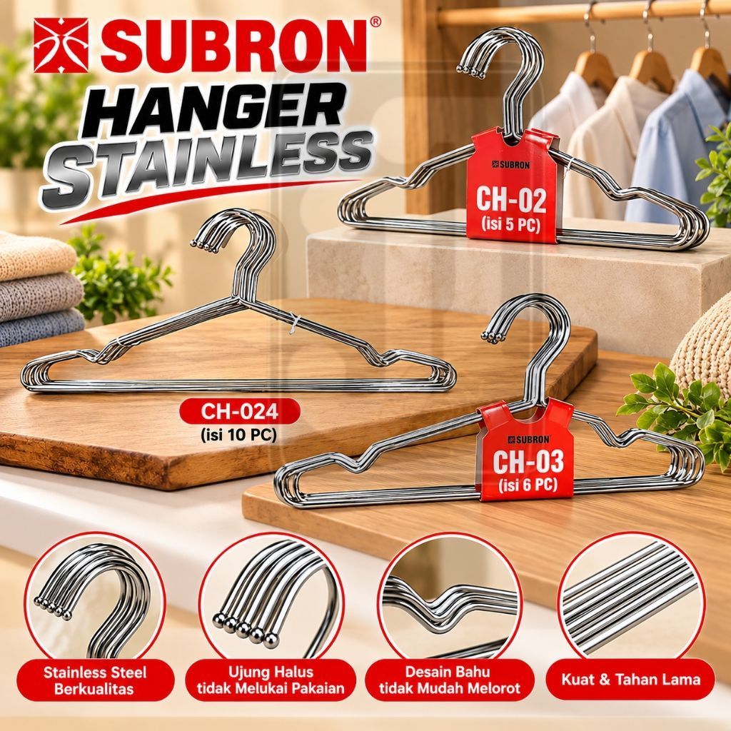 SUBRON Hanger Gantungan Baju Stainless Steel sus 304