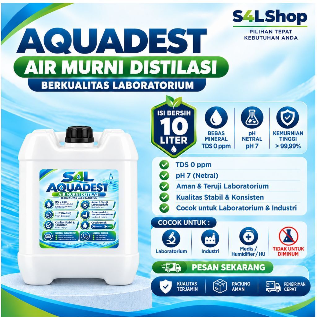 Aquadest / Aquadest Distilled Water / Air Suling 10 Liter