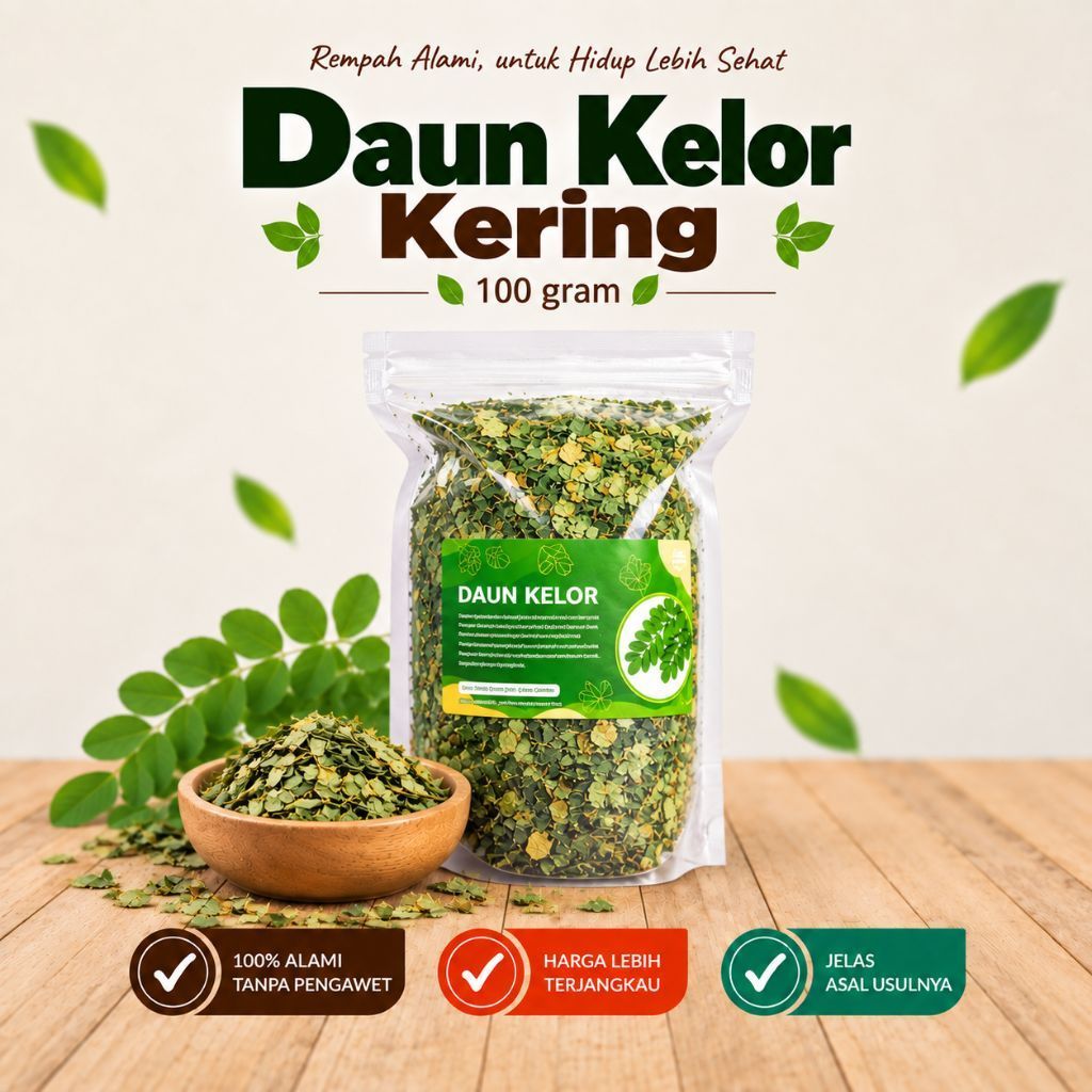 Daun Kelor / Teh Daun Kelor / Moringa Kering 100 % Organik Tanpa Campuran