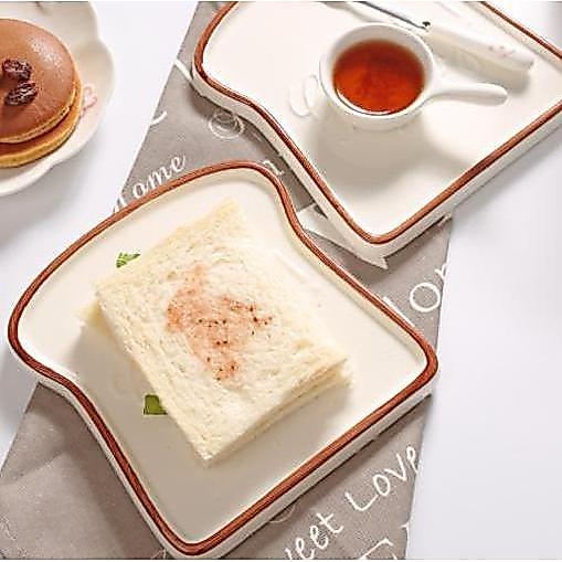 Pilihan - Piring Roti Impor Bentuk Toast Keramik 16.5Cm*17.8Cm - Alat Dapur Makanan Penutup Piring K