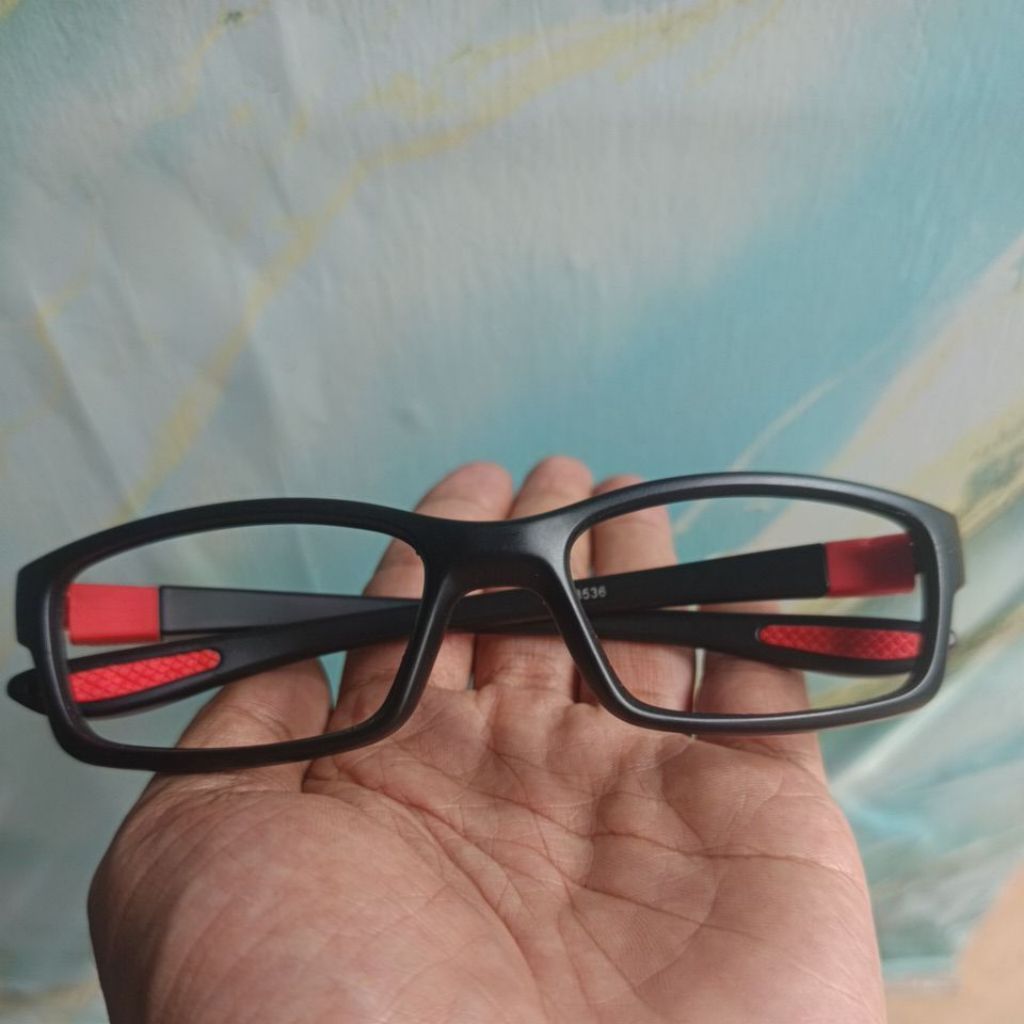 Kacamata Baca Plus Anti Radiasi dengan Lensa Fokus Otomatis - Hitam/Merah, +200