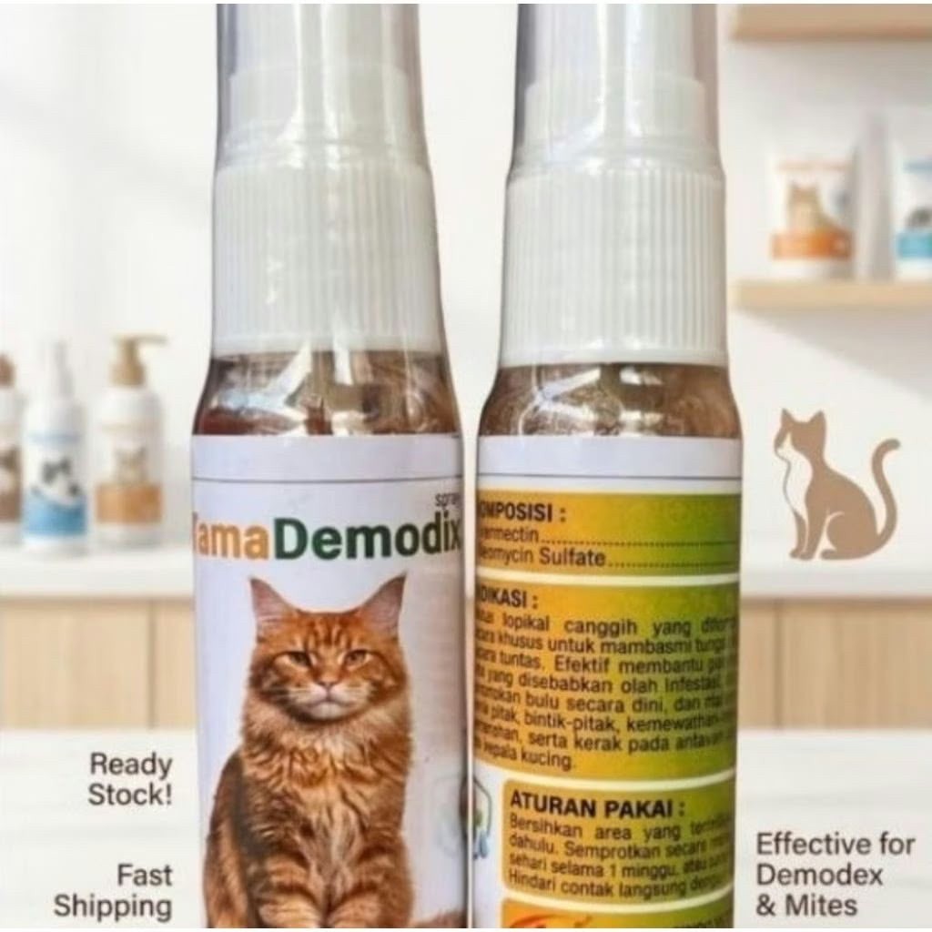 Tama Demodix 30 ml spray KEMASAN BARU Demodex Spray 30ml, Mengatasi Demodex Pada Kucing