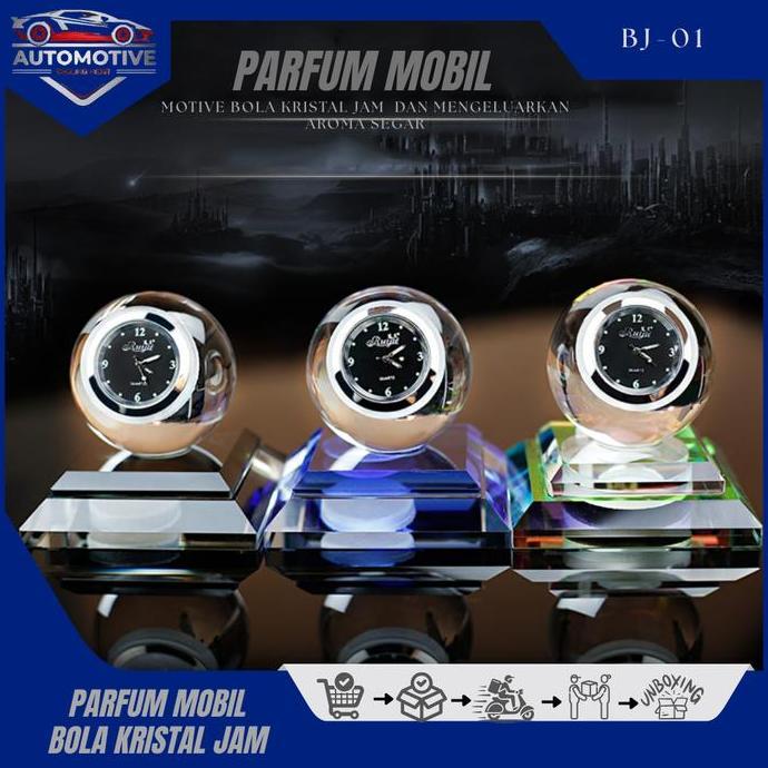 Kog Niseg Parfum Mobil Pajangan Pengharum Bahan Crystal Jam Analog & Lampu Led Car 3 In 1 Aroma Sega