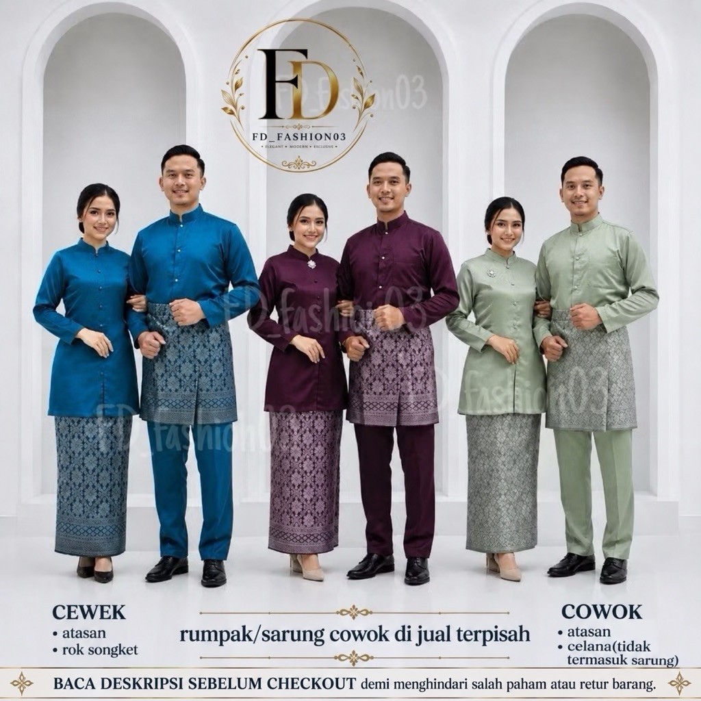 [fd.fshn] Raya couple series 2027 One Set Baju couple  Kurung Melayu Pria Teluk Belanga Satin Premiu