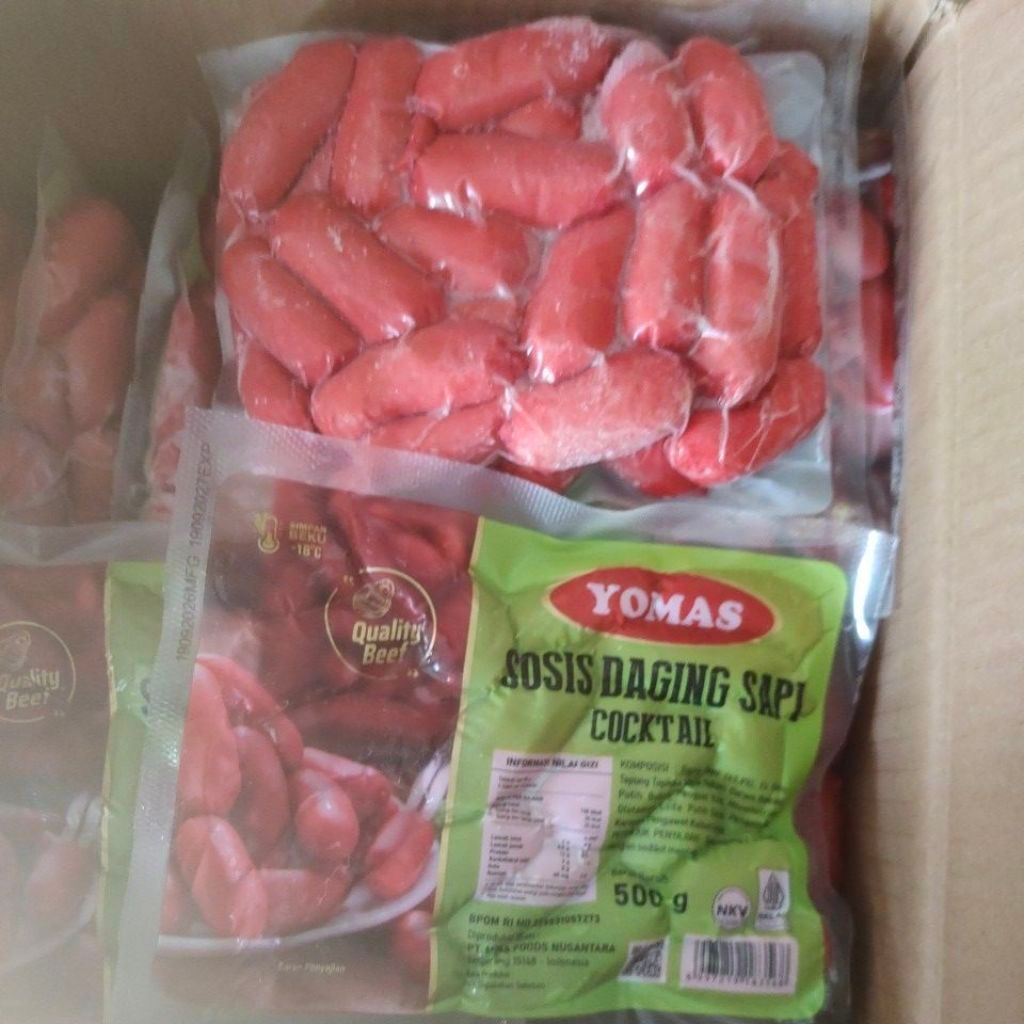 yomas sosis cocktail sapi merah 500gr beku