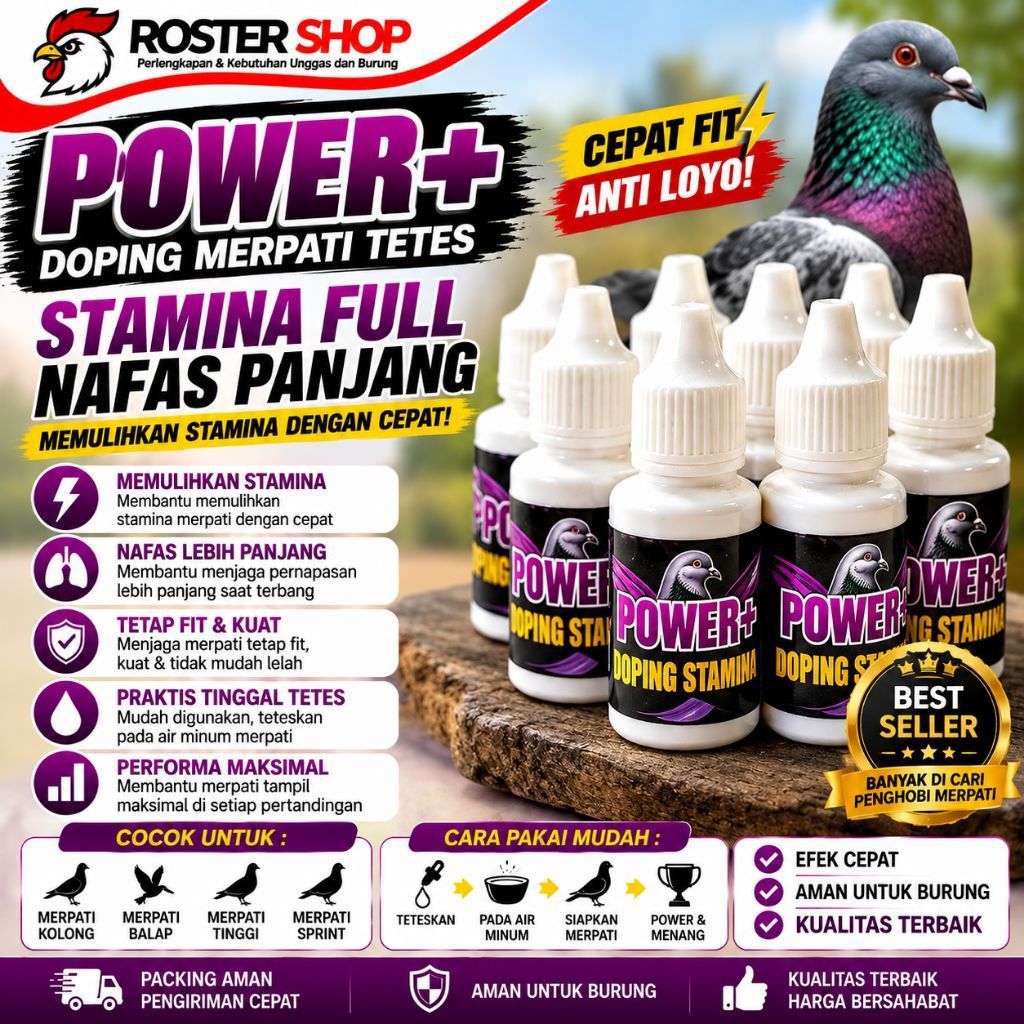 Doping Merpati Power+ Tetes Stamina Nafas Panjang Pemulih Tenaga Merpati Kolong Balap Tinggi Full Po