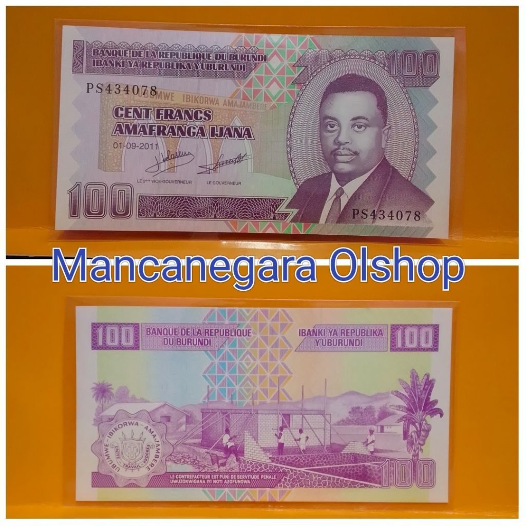 Mancanegara Uang Kuno Burundi 100franc UNC untuk Koleksi dan Mahar