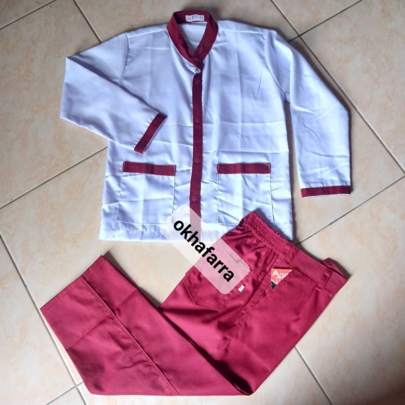 Setelan Baju List Putih Merah Untuk Anak Laki-Laki/Setelan Baju Putih Merah Untuk A/Celana Panjang M